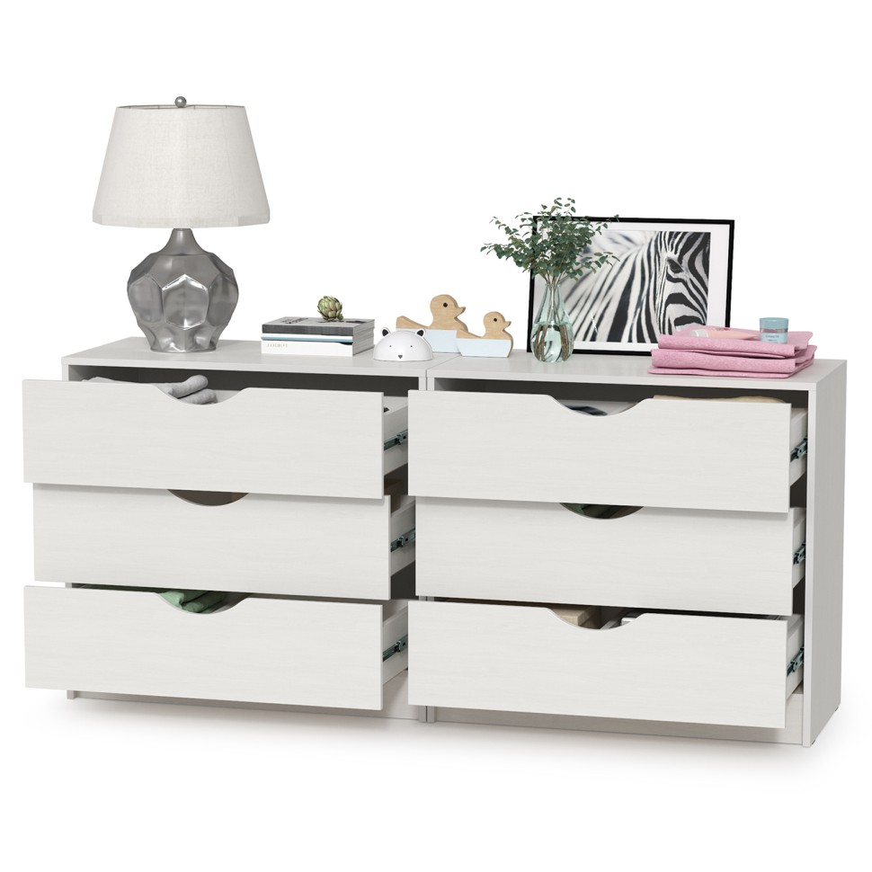 СНЯТО Уна 13.304.01 Комод + 13.304.01 Комод, цвет белый(структура Поры дерева), ШхГхВ 167,8х43,4х77,9 см.