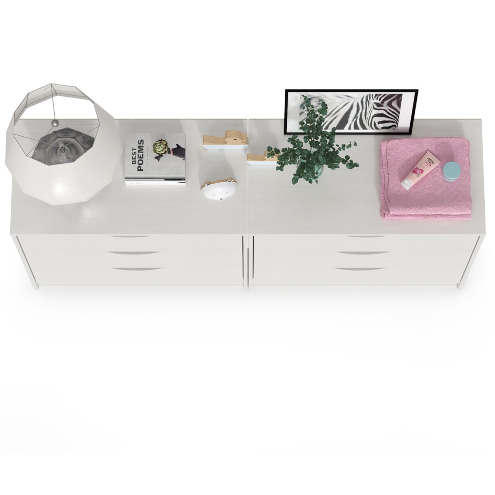 СНЯТО Уна 13.304.01 Комод + 13.304.01 Комод, цвет белый(структура Поры дерева), ШхГхВ 167,8х43,4х77,9 см.