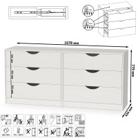 СНЯТО Уна 13.304.01 Комод + 13.304.01 Комод, цвет белый(структура Поры дерева), ШхГхВ 167,8х43,4х77,9 см.