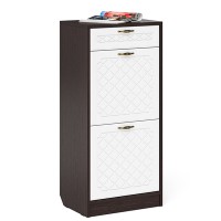 Прихожая П-6 Тумба для обуви 2 секции, цвет венге/фасады МДФ белое дерево фрезеровка ромб, ШхГхВ 50х35х108,3 см.