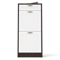 Прихожая П-6 Тумба для обуви 2 секции, цвет венге/фасады МДФ белое дерево фрезеровка ромб, ШхГхВ 50х35х108,3 см.