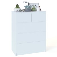 Комод Т-5Р, цвет белый, ШхГхВ 80х44,6х104,4 см., Комод с 5-ю ящиками