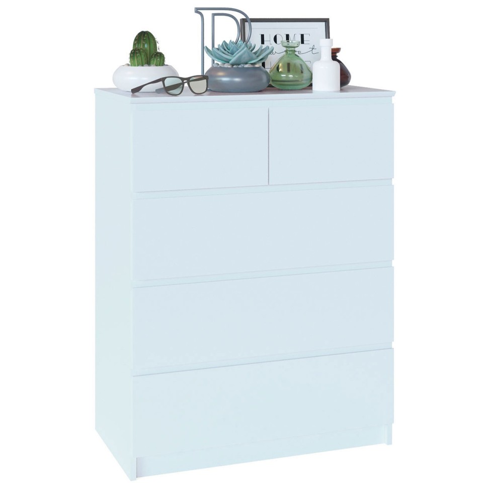 Комод Т-5Р, цвет белый, ШхГхВ 80х44,6х104,4 см., Комод с 5-ю ящиками