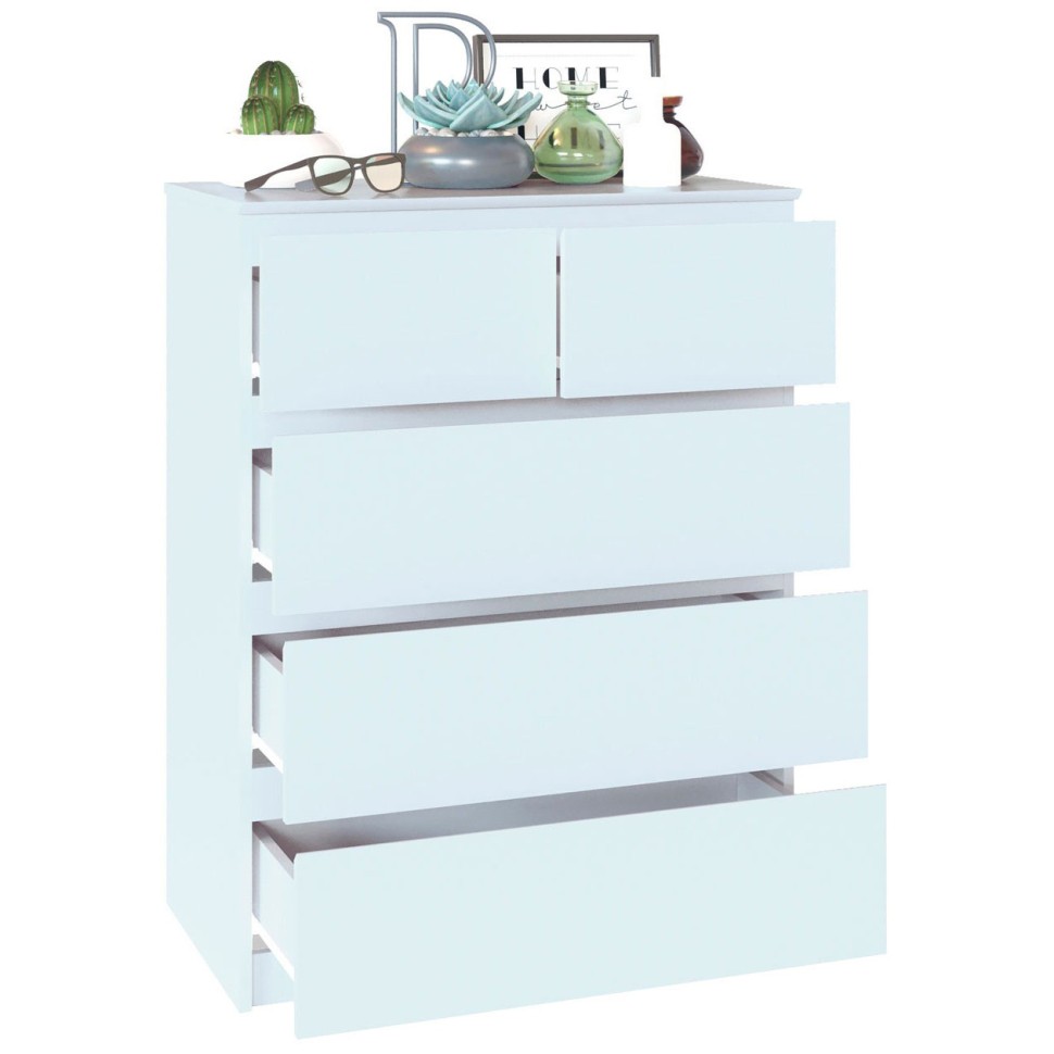 Комод Т-5Р, цвет белый, ШхГхВ 80х44,6х104,4 см., Комод с 5-ю ящиками