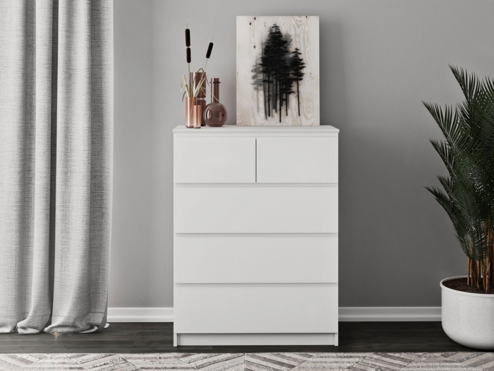Комод Т-5Р, цвет белый, ШхГхВ 80х44,6х104,4 см., Комод с 5-ю ящиками