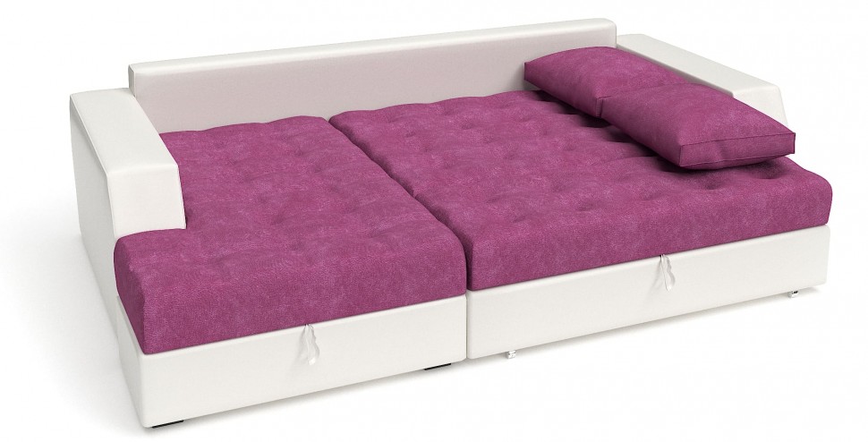 Диван угловой Эвелина дельфин розовый велюр+белая экокожа