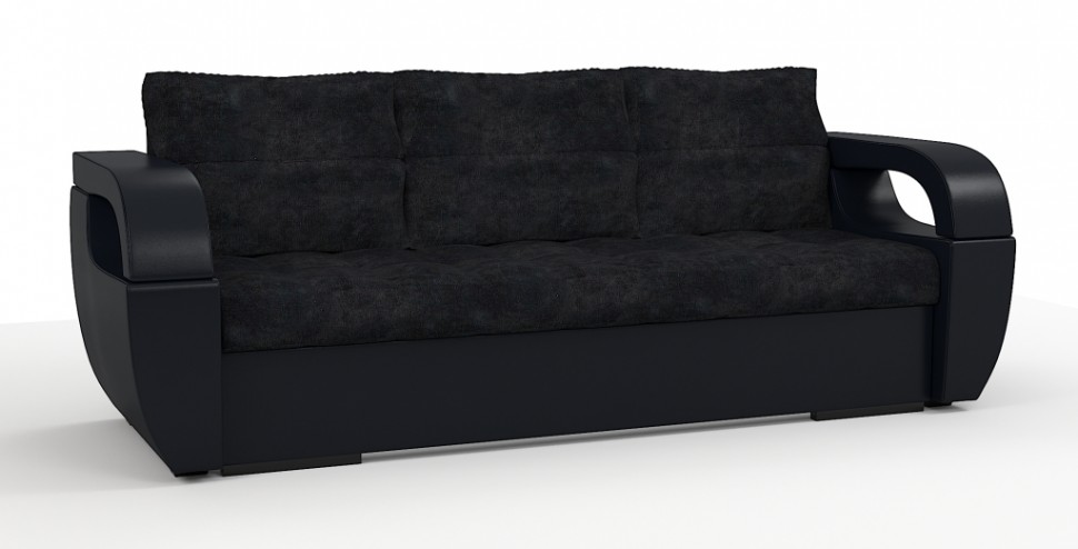 Диван еврокнижка Мартин экокожа черный + велюр черный