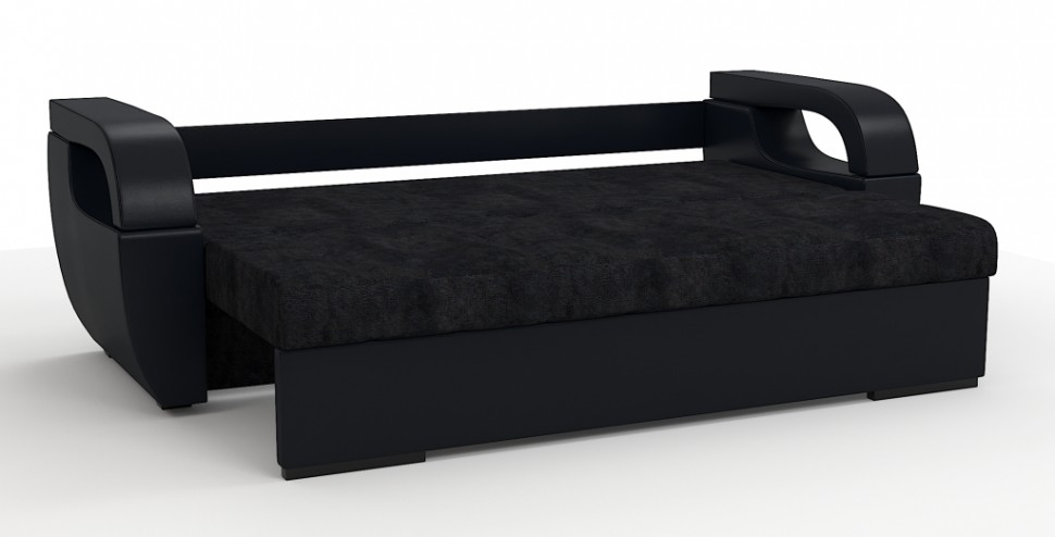 Диван еврокнижка Мартин экокожа черный + велюр черный