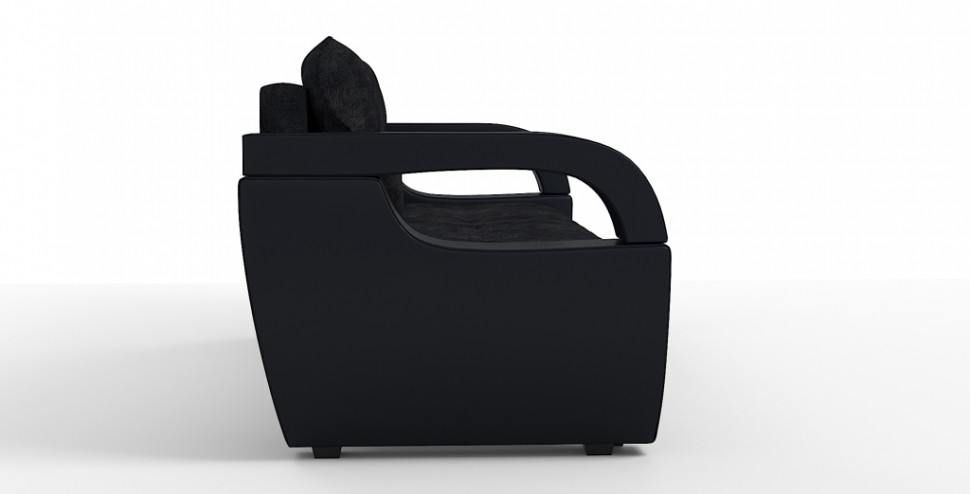 Диван еврокнижка Мартин экокожа черный + велюр черный