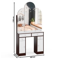 Туалетный столик Трельяж МД №2, цвет венге/белый шагрень, ШхГхВ 90х31х178 см. (Трельяж (Туалетный столик № 2))