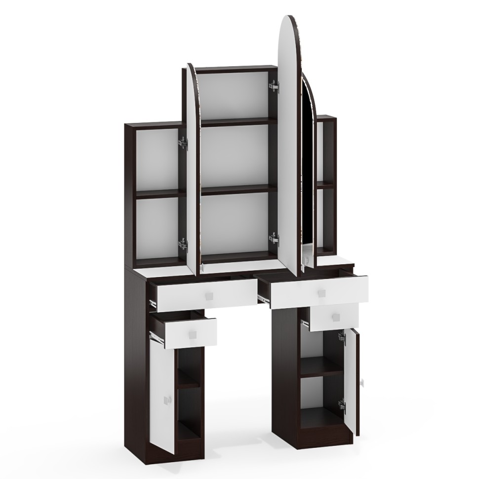 Туалетный столик Трельяж МД №2, цвет венге/белый шагрень, ШхГхВ 90х31х178 см. (Трельяж (Туалетный столик № 2))