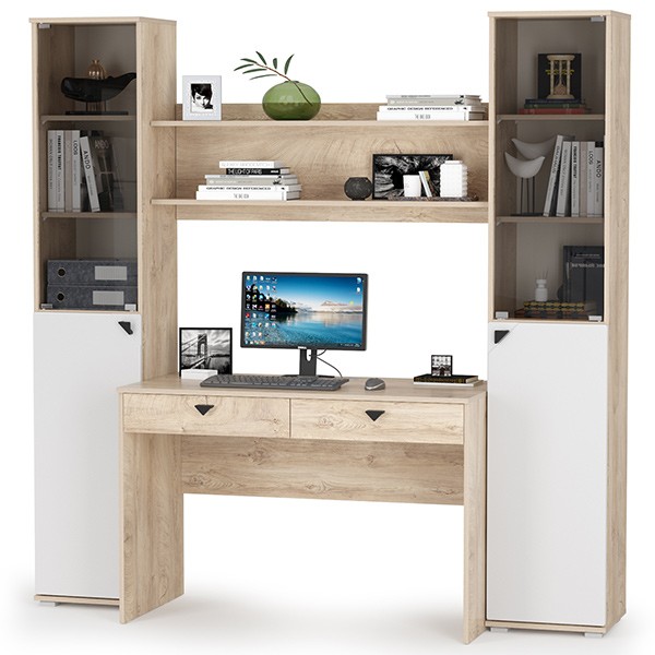 КР100 Бостон № 38, цвет дуб эндгрейн элегантный/фасады МДФ милк рикамо софт, 13.155+12.69+09.132+13.155, ШхГхВ 192,4х57,2х194,4 см.