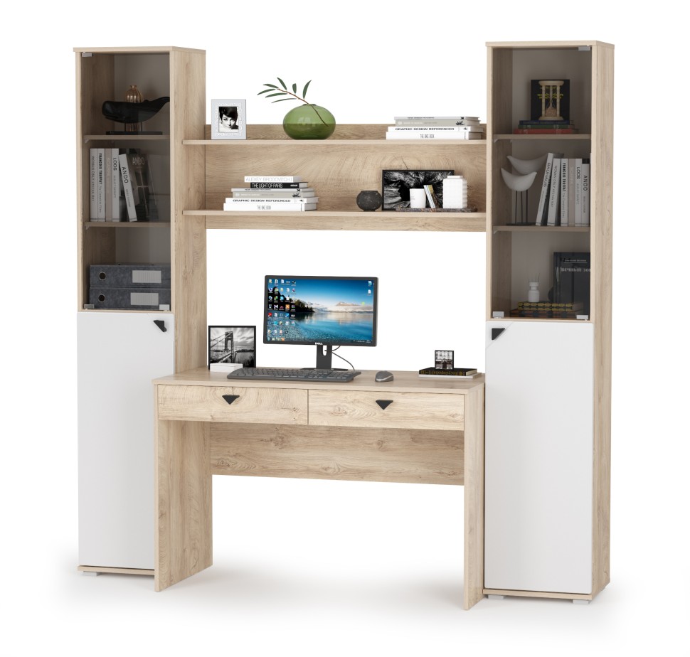 КР100 Бостон № 38, цвет дуб эндгрейн элегантный/фасады МДФ милк рикамо софт, 13.155+12.69+09.132+13.155, ШхГхВ 192,4х57,2х194,4 см.