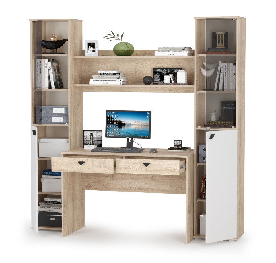 КР100 Бостон № 38, цвет дуб эндгрейн элегантный/фасады МДФ милк рикамо софт, 13.155+12.69+09.132+13.155, ШхГхВ 192,4х57,2х194,4 см.