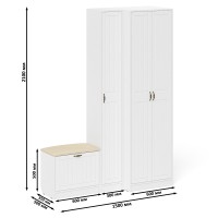 Прихожая П-6 Компоновка № 25, цвет белая шагрень/фасады МДФ белое дерево фрезеровка прованс, ШхГхВ 150х50х210 см., универсальная сборка