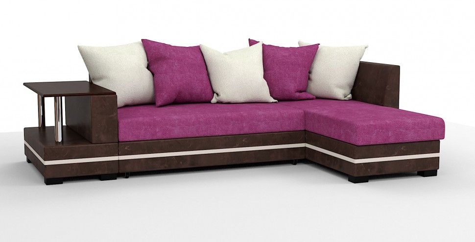 Угловой диван Атланта Люкс велюр бордо/коричневая экокожа