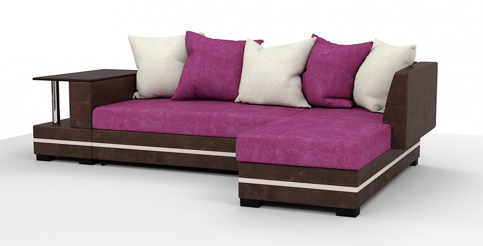 Угловой диван Атланта Люкс велюр бордо/коричневая экокожа