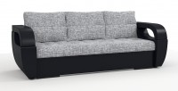 Диван еврокнижка Мартин экокожа черный + рогожка серый
