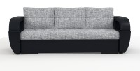Диван еврокнижка Мартин экокожа черный + рогожка серый