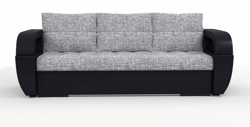 Диван еврокнижка Мартин экокожа черный + рогожка серый