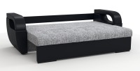Диван еврокнижка Мартин экокожа черный + рогожка серый