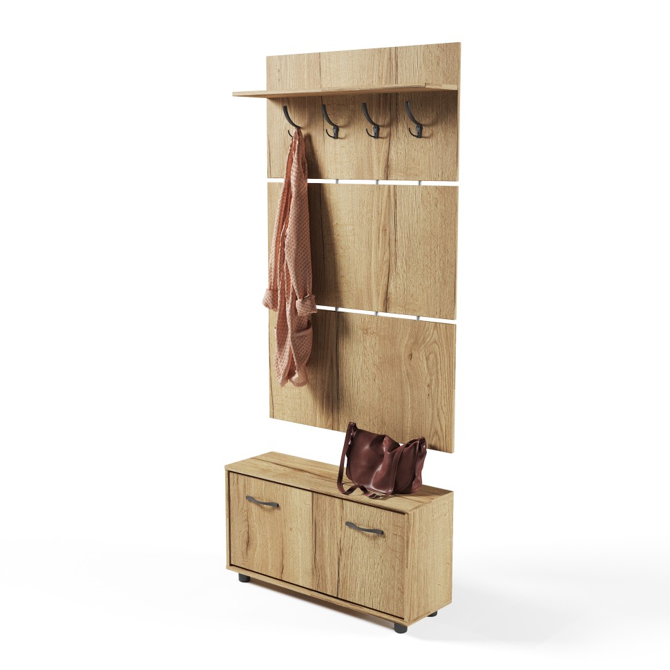 Прихожая Сокол ВШ-3.1+ТП-3, цвет дуб делано, ШхГхВ 90х29х209 см.