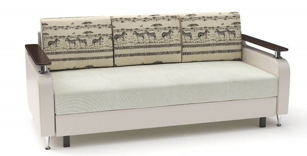 Диван прямой Марракеш еврокнижка белый велюр+бежевая экокожа