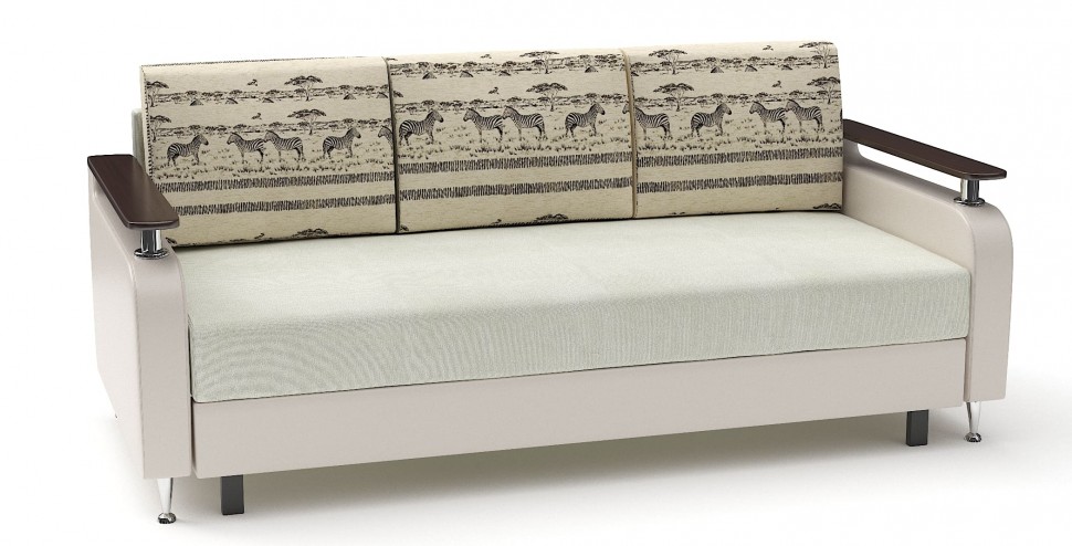 Диван прямой Марракеш еврокнижка белый велюр+бежевая экокожа