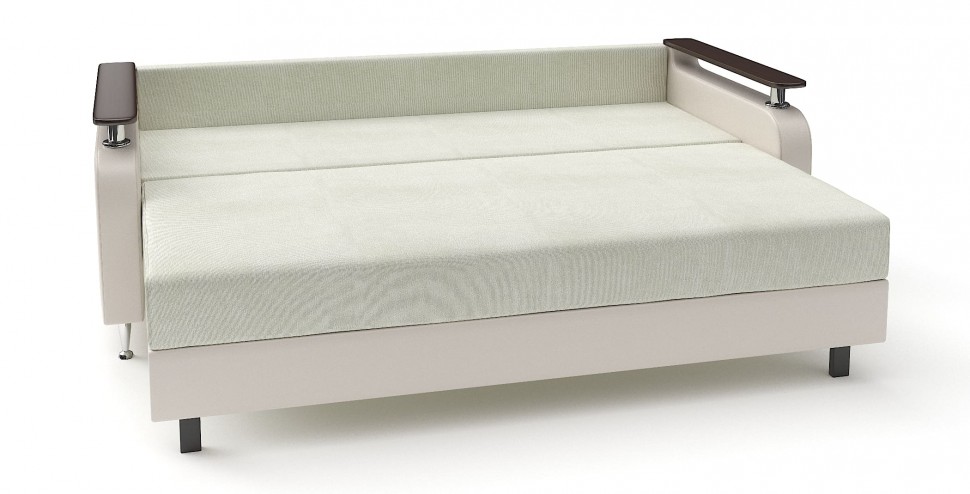 Диван прямой Марракеш еврокнижка белый велюр+бежевая экокожа