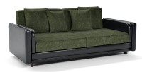 Диван прямой Лэнгли книжка зеленый велюр+черная экокожа