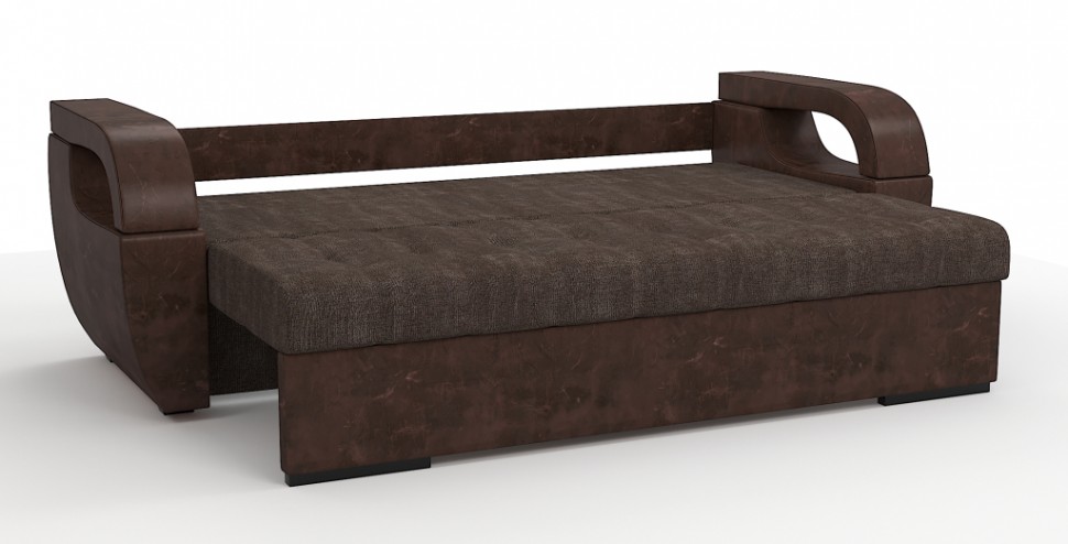 Диван еврокнижка Мартин экокожа коричневый + велюр коричневый