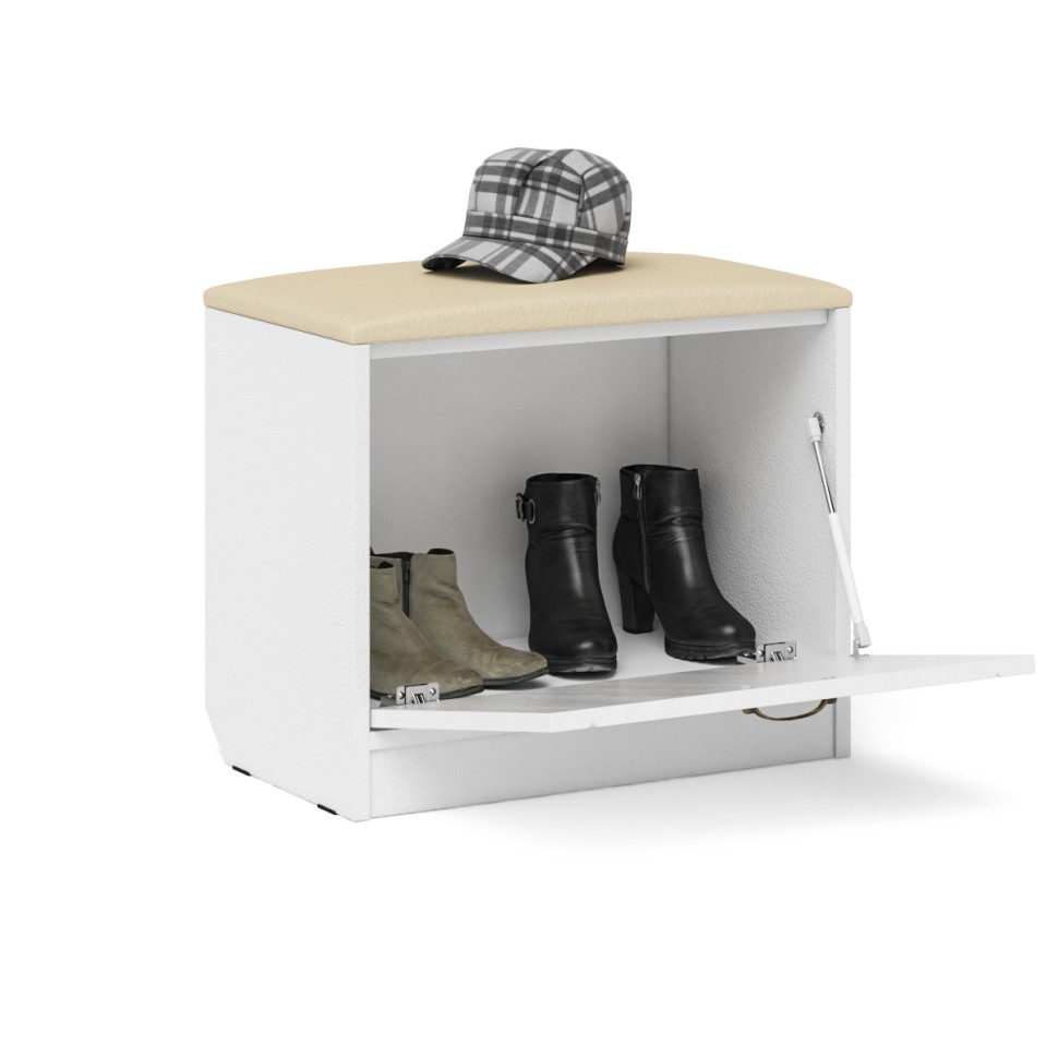 Прихожая П-6 Тумба, цвет белая шагрень/фасады МДФ белое дерево фрезеровка прованс, ШхГхВ 60х35х50 см.