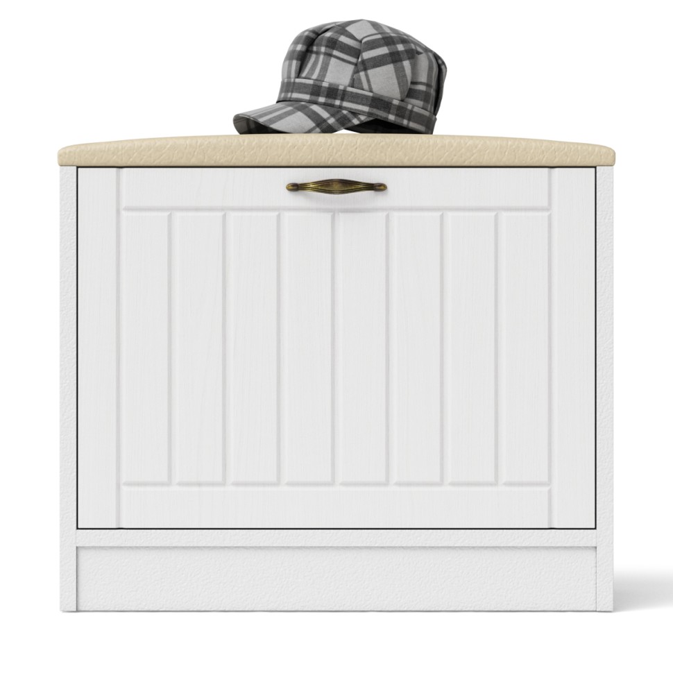 Прихожая П-6 Тумба, цвет белая шагрень/фасады МДФ белое дерево фрезеровка прованс, ШхГхВ 60х35х50 см.