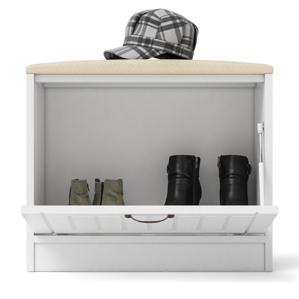 Прихожая П-6 Тумба, цвет белая шагрень/фасады МДФ белое дерево фрезеровка прованс, ШхГхВ 60х35х50 см.