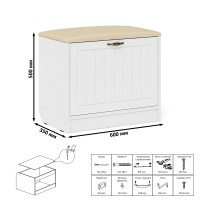 Прихожая П-6 Тумба, цвет белая шагрень/фасады МДФ белое дерево фрезеровка прованс, ШхГхВ 60х35х50 см.