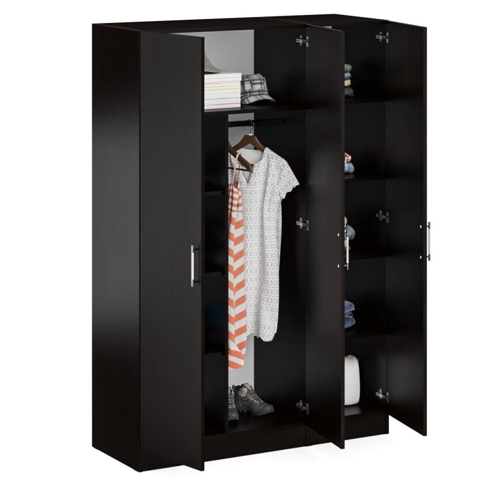 Шкаф 2-х створчатый + Пенал Стандарт, цвет венге, ШхГхВ 135х52х200 см., универсальная сборка