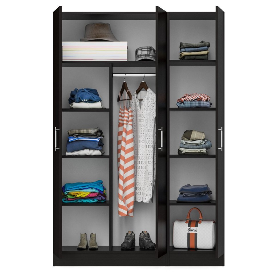 Шкаф 2-х створчатый + Пенал Стандарт, цвет венге, ШхГхВ 135х52х200 см., универсальная сборка