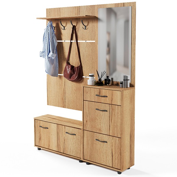 Прихожая Сокол ВШ-3.1+ТП-3+ТП-2+ПЗ-3, цвет дуб делано, ШхГхВ 150х29х209 см.