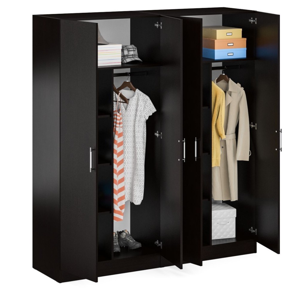 Шкаф 2-х створчатый + Шкаф 2-х створчатый Стандарт, цвет венге, ШхГхВ 180х52х200 см., универсальная сборка