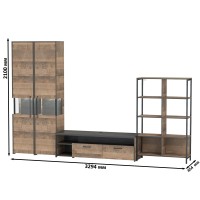 Трувор Гостиная 030, цвет дуб гранж песочный/интра, ШхГхВ 329,4х45,4х210 см., универсальная сборка