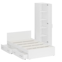 Кровать с ящиками 1200 + Пенал Стандарт, цвет белый, ШхГхВ 123,5х203,5х70 + 45х52х200 см., сп.м. 1200х2000 мм., без матраса, основание есть