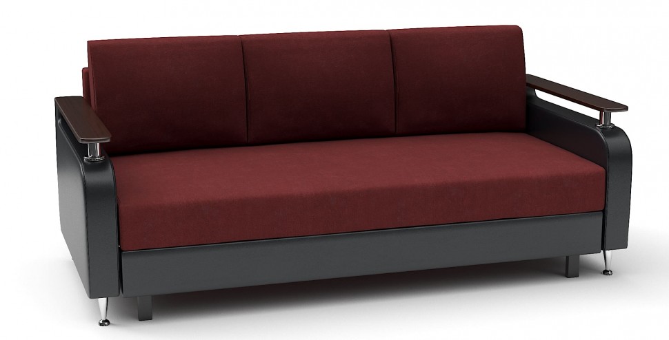 Диван прямой Марракеш еврокнижка красный велюр+черная экокожа