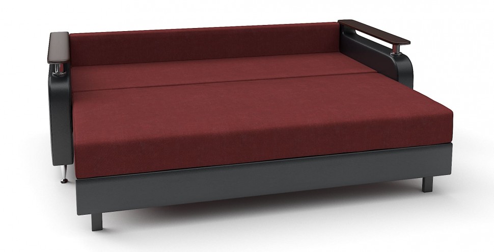 Диван прямой Марракеш еврокнижка красный велюр+черная экокожа