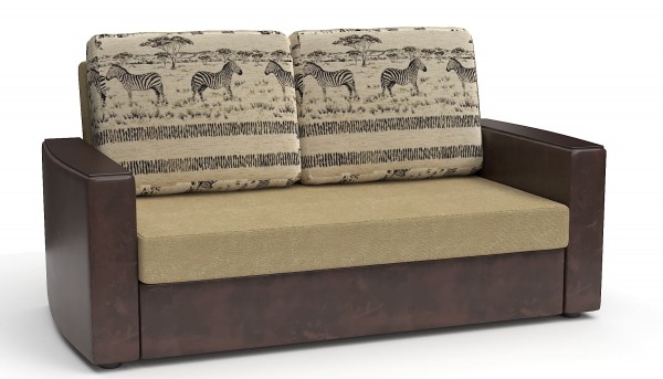 Диван Майами (Дубай) бежевый (велюр+коричневая экокожа)