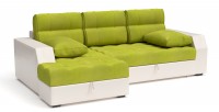 Диван угловой Эвелина дельфин салатовый велюр+бежевая экокожа