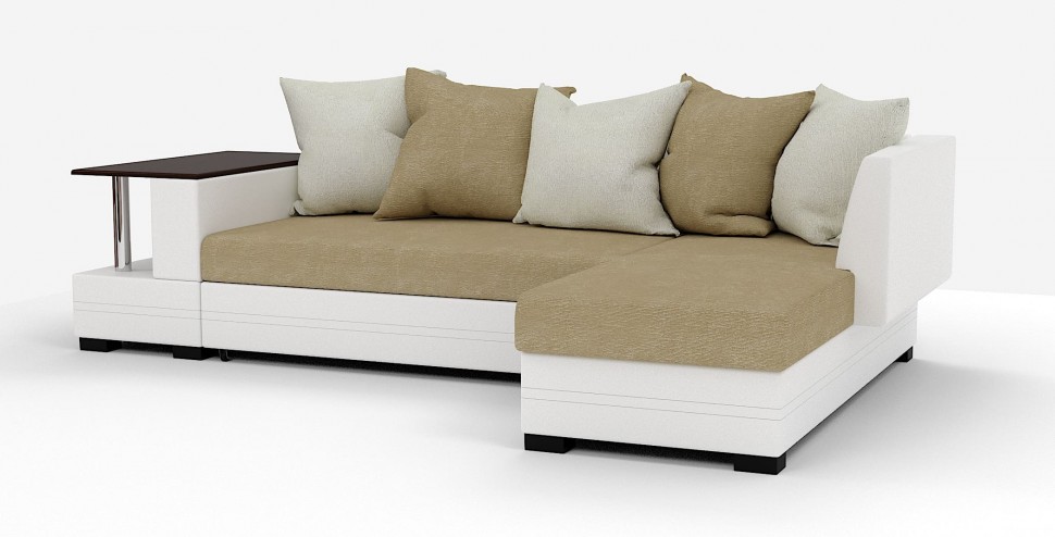 Атланта Люкс велюр бежевый + белый/белая экокожа