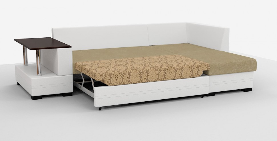 Атланта Люкс велюр бежевый + белый/белая экокожа