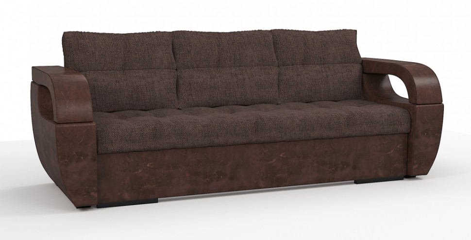 Диван еврокнижка Мартин экокожа коричневый + рогожка коричневый