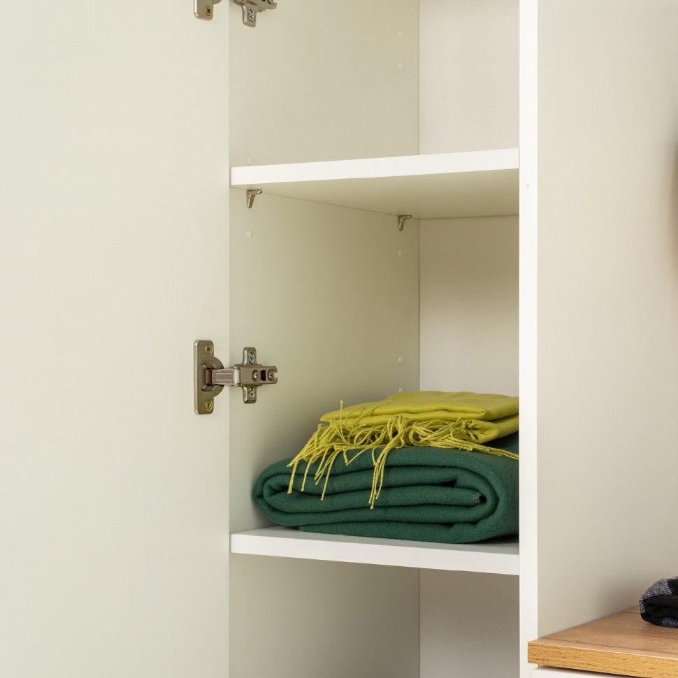 Октава Набор шкафов 01, цвет белый шагрень/дуб крафт золотой/фасады МДФ белый шагрень, ШхГхВ 128,8х35,3х197,6 см., универсальная сборка