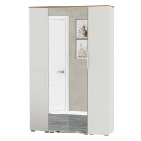 Октава Набор шкафов 01, цвет белый шагрень/дуб крафт золотой/фасады МДФ белый шагрень, ШхГхВ 128,8х35,3х197,6 см., универсальная сборка